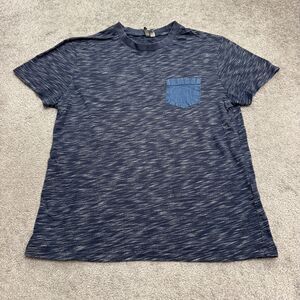 Asos T-Shirt Mens Large Heather Blue Short Sleeve Crew Neck Denim Pocket Tee
